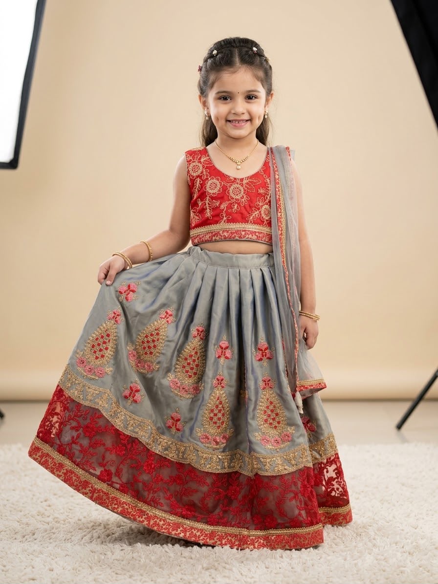 Red-Grey 2 piece dress